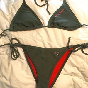 O'neill XS Army green & hot pink bikini